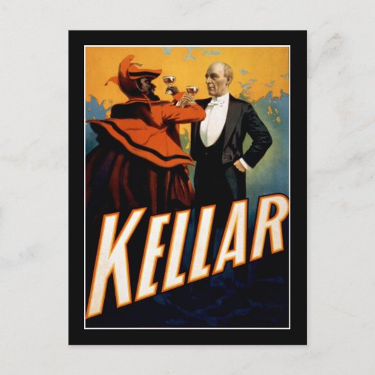 Kellar – マジシャン – ヴィンテージ劇場ポスター ポストカード (正面)