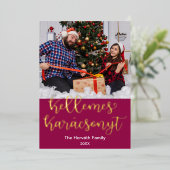 Kellemes Karcsonyt、ハンガリーメリークリスマス 箔シーズンカード (立ち正面)
