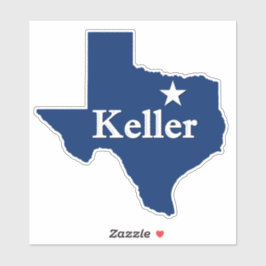 Keller, TXテキサス州マップのアウトラインとLone Star DFW シール