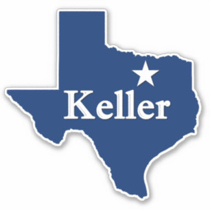 Keller, TXテキサス州マップのアウトラインとLone Star DFW シール