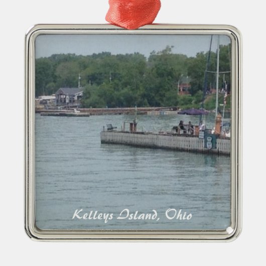 Kelleysの島、オハイオ州のボートの写真のクリスマスのオーナメント メタルオーナメント (正面)