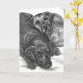 Kelliの白鳥によって引いている2匹の愛らしい犬 カード (黄色い花)