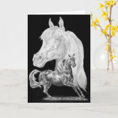 Kelliの白鳥によるアラビアの馬のモンタージュのスケッチ カード (黄色い花)