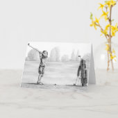 Kelliの白鳥による小さな女の子のゴルファーのスケッチ カード (黄色い花)