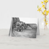 Kelliの白鳥による椅子のスケッチのラブラドール カード (黄色い花)