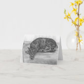 Kelliの白鳥による眠い(犬)ドーベルマン・ピンシェル犬のスケッチ カード (黄色い花)