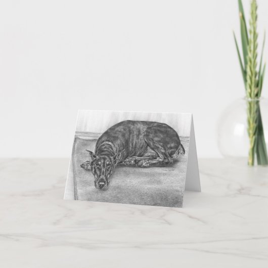 Kelliの白鳥による眠い(犬)ドーベルマン・ピンシェル犬のスケッチ カード (正面)