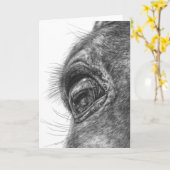 Kelliの白鳥による馬の目のクローズアップのスケッチ カード (黄色い花)