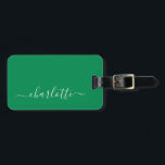 Kelly エレガント Greenスクリプト名パーソナライズされた ラゲッジタグ<br><div class="desc">Kelly エレガント Green Script Name Lagageタパーソナライズされたグ</div>