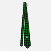 Kelly Green & Black Large Houndstooth Check ネクタイ (裏面)