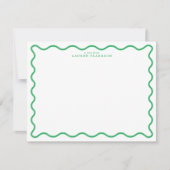 Kelly Green Modern Wavy Border Note Card 招待状 (正面)