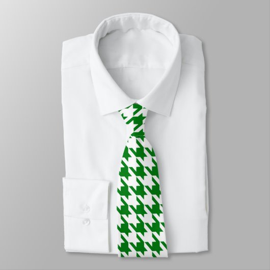 Kelly Green & White Large Houndstooth Check ネクタイ (タイ)