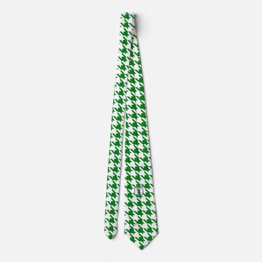 Kelly Green & White Large Houndstooth Check ネクタイ (裏面)