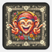 "Kelly the Chill Monkey Sticker" スクエアシール (正面)