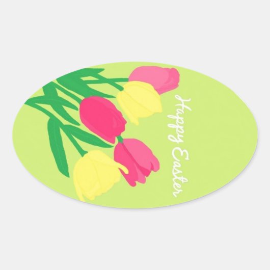 KellyMDesignsによるHappy Easterスタンプ 楕円形シール (正面)