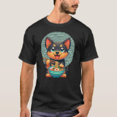 Kelpie Dog Eating Ramen, Australian Kelpie Tシャツ (正面)