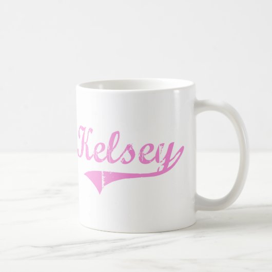 Kelseyのクラシックなスタイルの名前 コーヒーマグカップ (右)