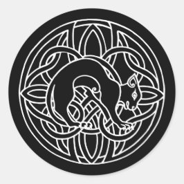 Keltisches Tribal Magische Katze ラウンドシール