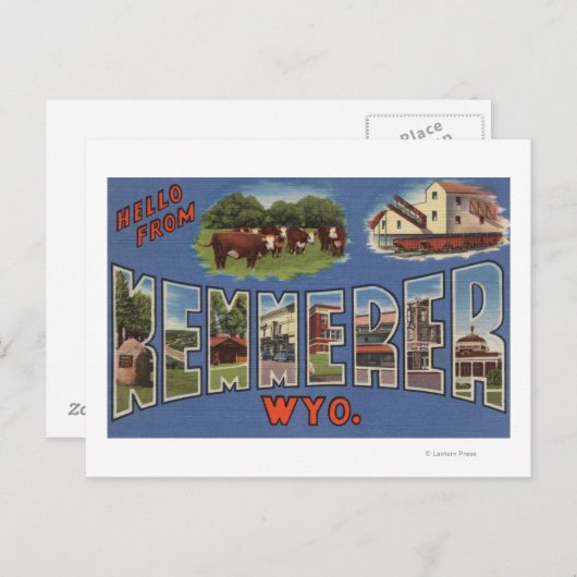 Kemmerer, Wyoming – 大きな文字のシーン ポストカード (正面/裏面)