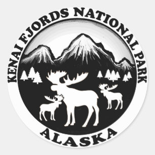 Kenaiのフィヨルドの国立公園のアラスカのアメリカヘラジカの円 ラウンドシール