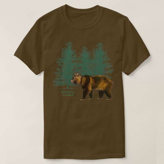 Kenai Alaska Trees Bearヴィンテージルック土産プレム Tシャツ (デザイン正面)