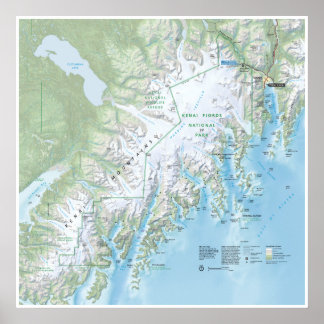 Kenai Fjordsの地図ポスター ポスター