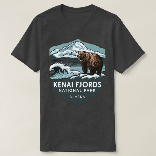 Kenai Fjords国立公園アラスカ野生生物Tシャツ Tシャツ (デザイン正面)