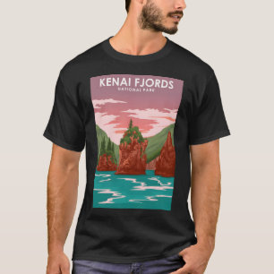 Kenai Fjords国立公園ヴィンテージ旅行ポスター Tシャツ