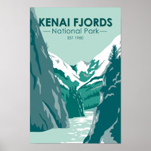 Kenai Fjords National Park Alaska Vintage ポスター
