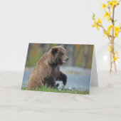 Kenai NWRのアラスカのヒグマ カード (黄色い花)