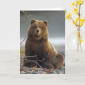 Kenai NWR、アラスカのアラスカのヒグマ カード (黄色い花)