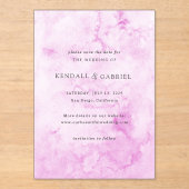Kendallピンクのエレガントな結婚式の日付を保存 アクリル招待状 (正面)