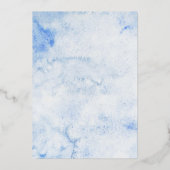 Kendall Blueエレガントな結婚式の日付を保存 箔招待状 (裏面)