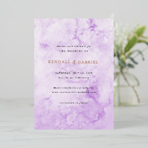 Kendall Purple Elegant Wedding Save the Date 箔招待状