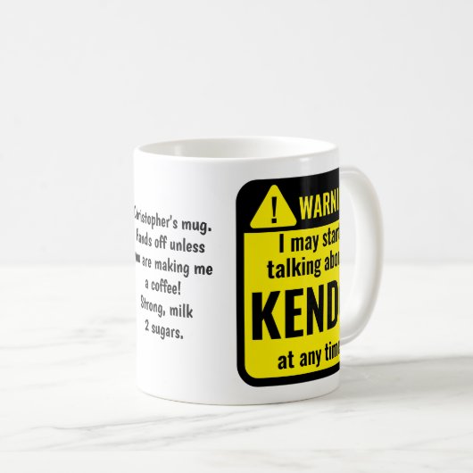Kendo Funny Personalized Warning コーヒーマグカップ (正面右)