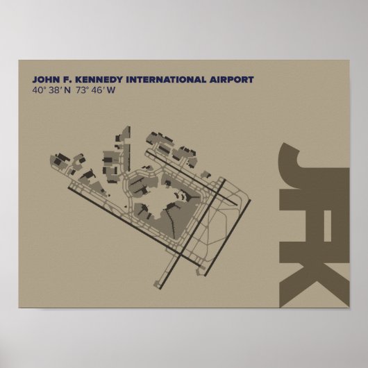 Kennedy Airport (JFK) Diagram Poster ポスター (正面)
