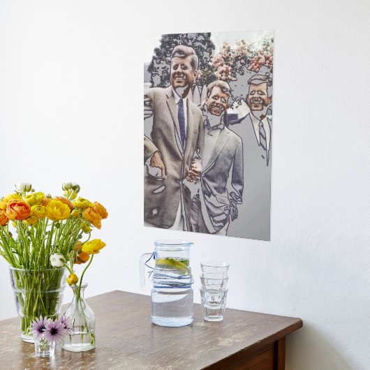 Kennedy Brothers、John、Robert & Ted 箔ポスター (レイダウン (キッチン))