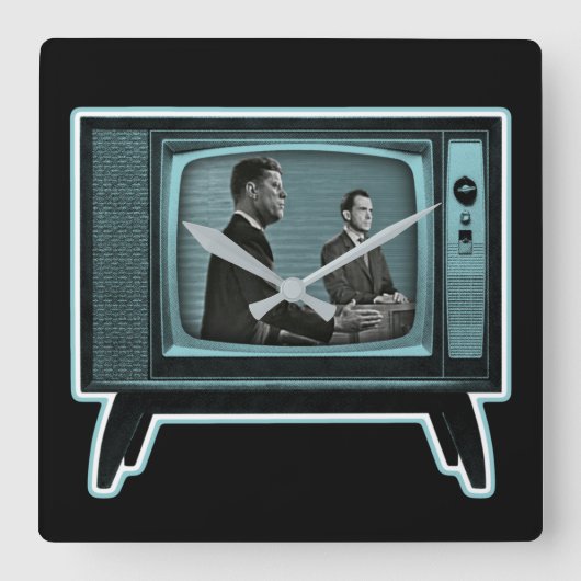 Kennedy Nixon 1960テレビ討論会 スクエア壁時計 (正面)