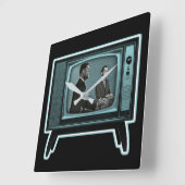 Kennedy Nixon 1960テレビ討論会 スクエア壁時計 (傾斜)