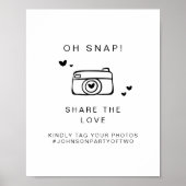 KENNEDY Oh Snap Photoハッシュタグ結婚のサイン ポスター (正面)