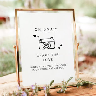 KENNEDY Oh Snap Photoハッシュタグ結婚のサイン ポスター
