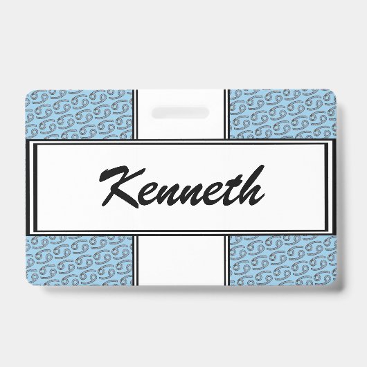 Kenneth Yoncichによるがん〔占星術の〕十二宮図のシンボル要素 バッジ (正面)