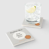 Kenneth Yoncichによるオレンジフラワーリボン ストーンコースター (横)