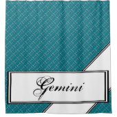 Kenneth Yoncichによるジェミニ〔占星術の〕十二宮図シンボル要素 シャワーカーテン (正面)