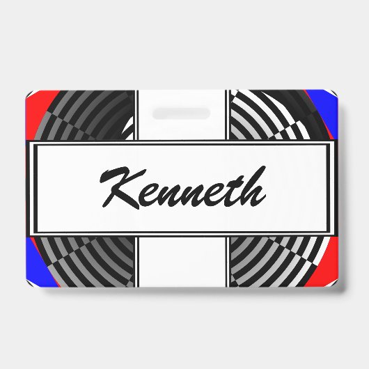 Kenneth Yoncichによるデジ市松模様にタル陰陽 バッジ (正面)