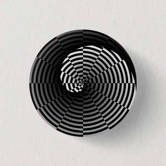 Kenneth Yoncichによるデジ市松模様にタル陰陽 缶バッジ (正面)