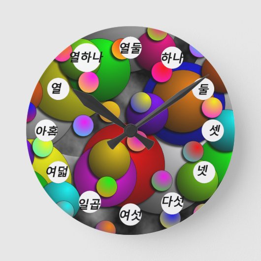 Kenneth Yoncichによるバブル(韓国顔) ラウンド壁時計 (正面)