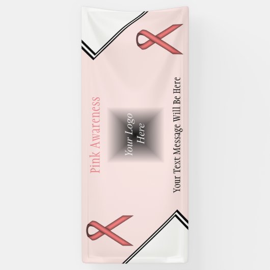 Kenneth Yoncichによるピンクの標準リボン 横断幕 (縦)