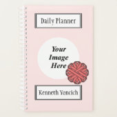 Kenneth Yoncichによるピンクの花のリボン プランナー手帳 (正面)