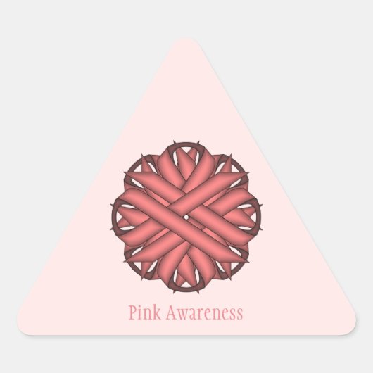 Kenneth Yoncichによるピンクの花のリボン 三角形シール (正面)